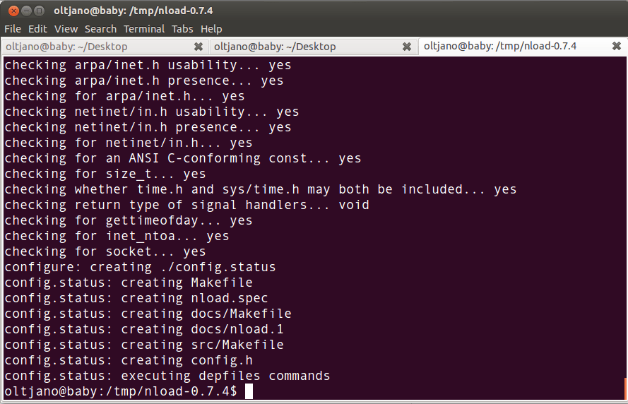 configuring packages for nload