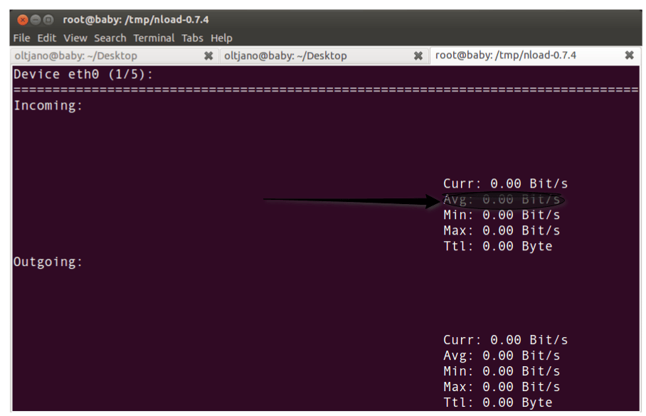 nload running on linux