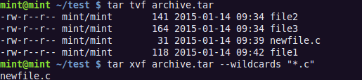 tar xvf --wildcards