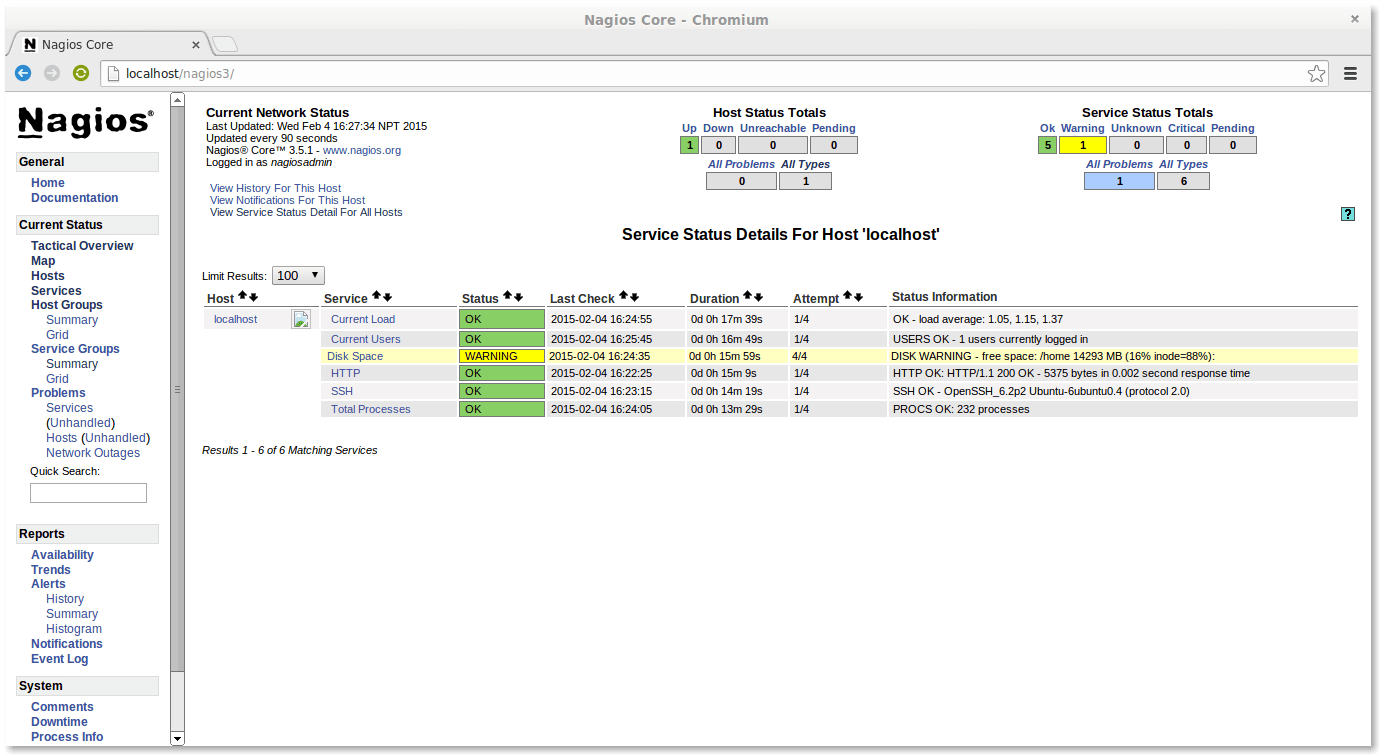 在 Chromium 瀏覽器中的 Nagios3