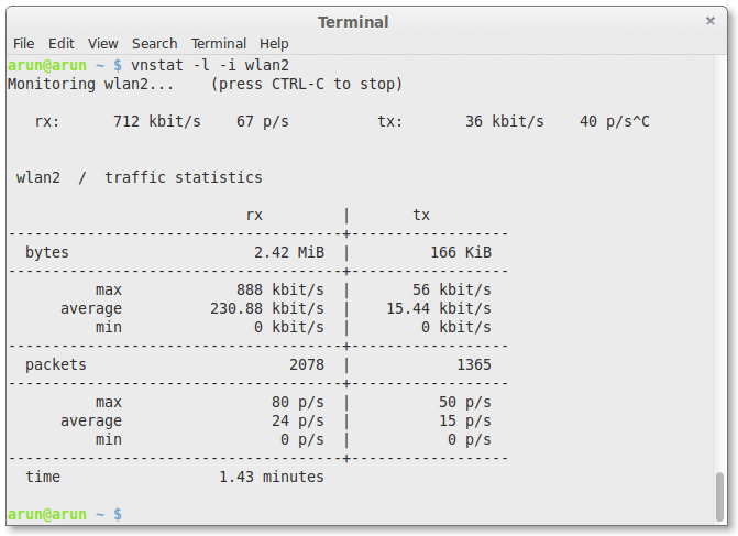 Vnstat 實時結果