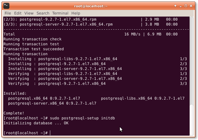 Intializating postgresql