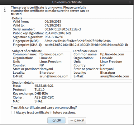 FTP SSL 憑證