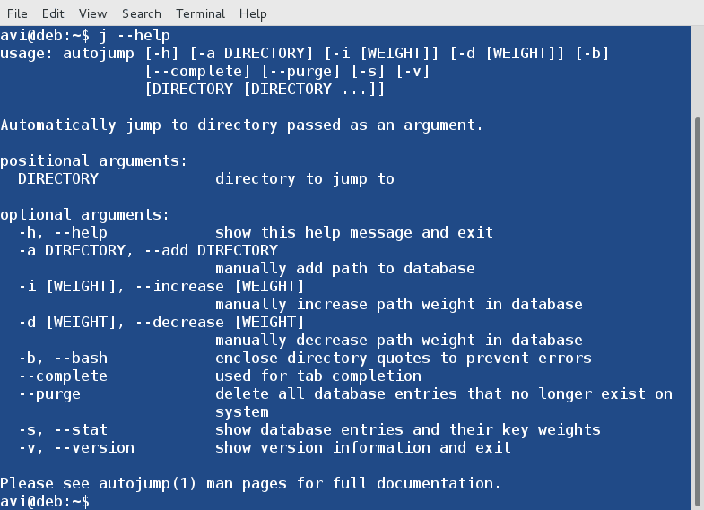 Autojump 的幫助和選項