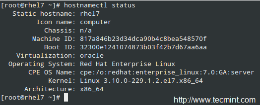 在RHEL 7 中檢查系統的主機名