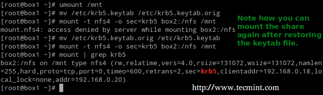 掛載/卸載 Kerberos NFS 共享