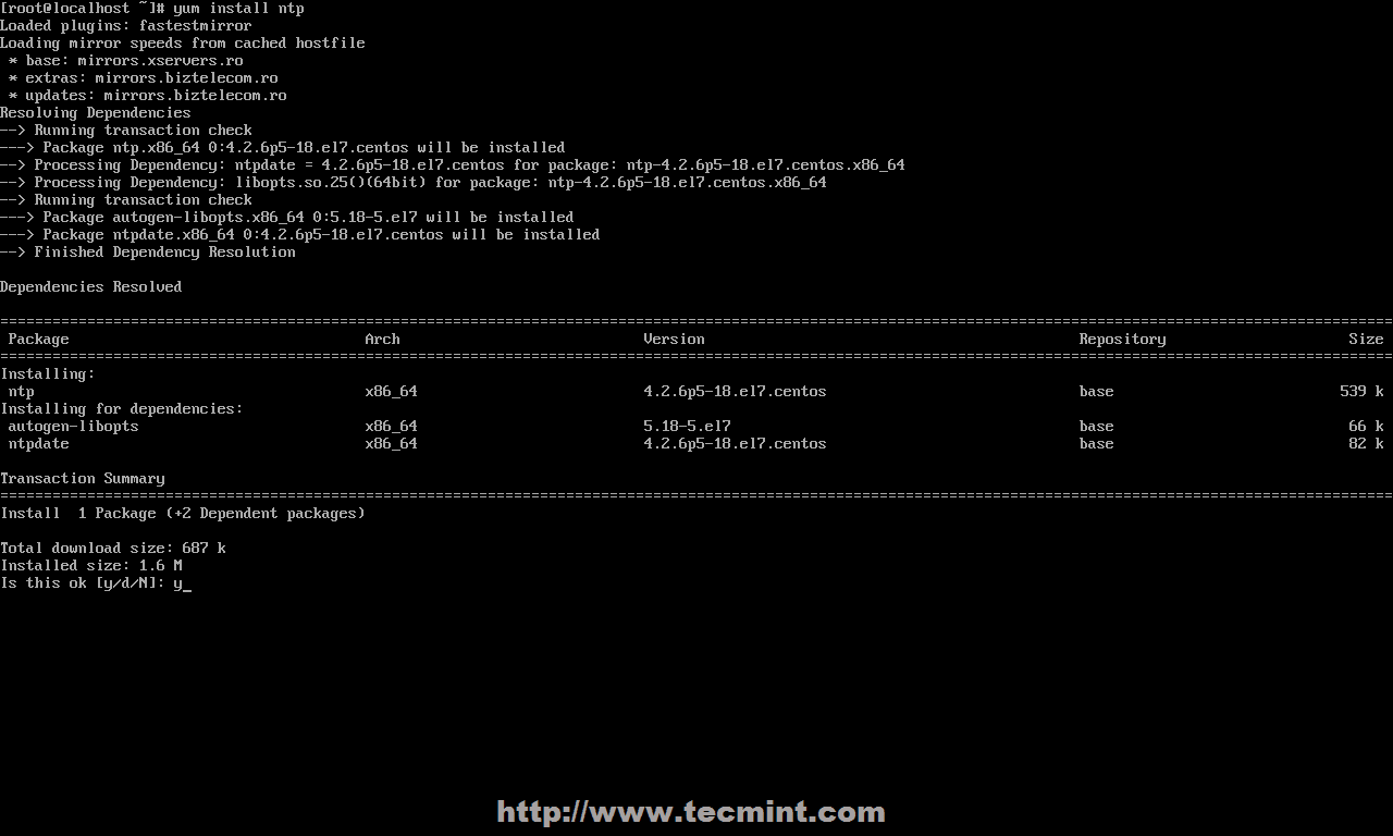 在 CentOS 上安裝 NTP 伺服器