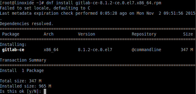 Installing Gitlab Fedora