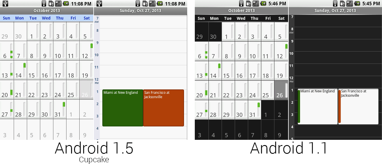 安卓1.5的日曆更加明亮。