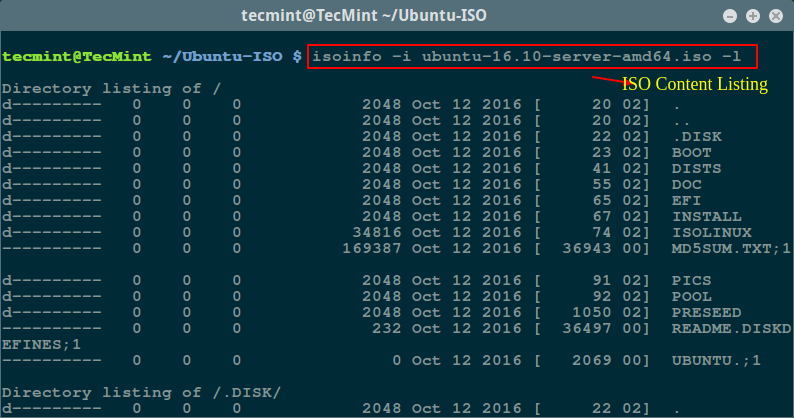 List ISO Content in Linux