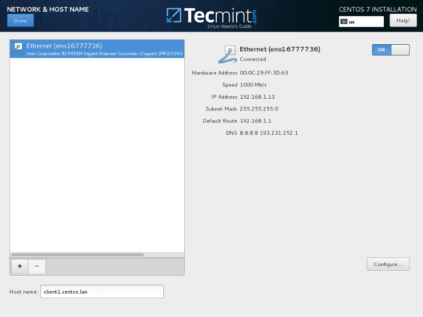 Set Network and Hostname