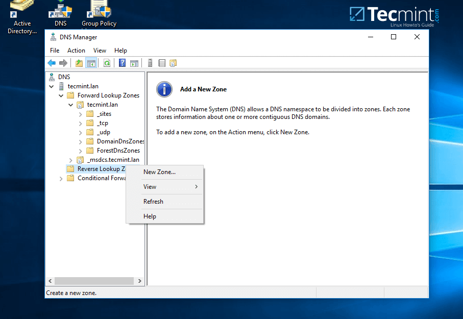 Create Reverse Lookup DNS Zone