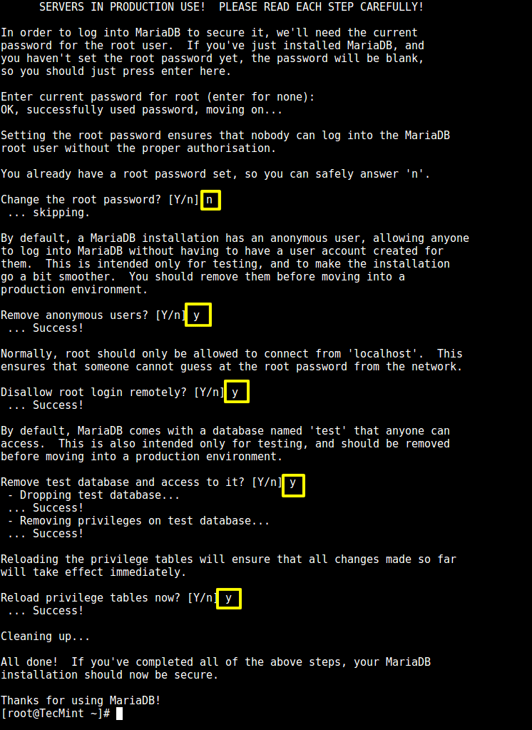 Secure MySQL in CentOS 7