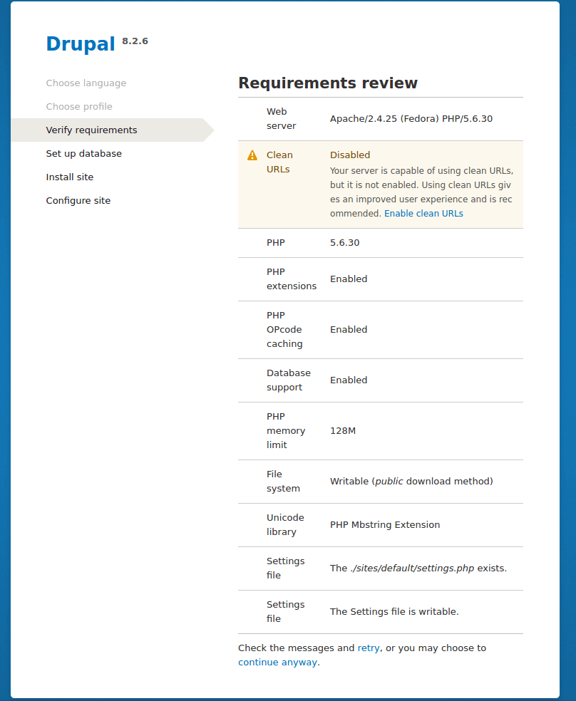 驗證 Drupal 需求