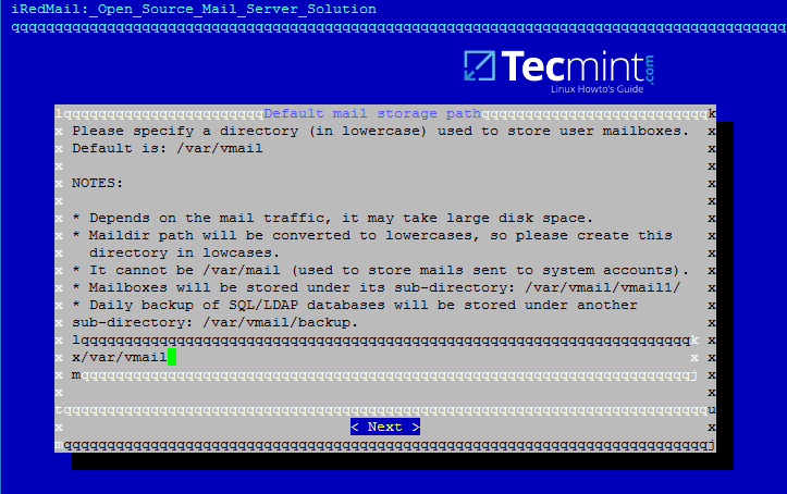 iRedMail Mail Storage Path