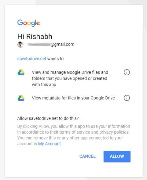 請求獲得 Google Drive 的使用許可權