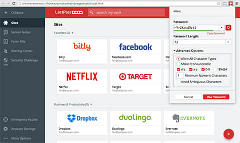 lastpass password manager screenshot