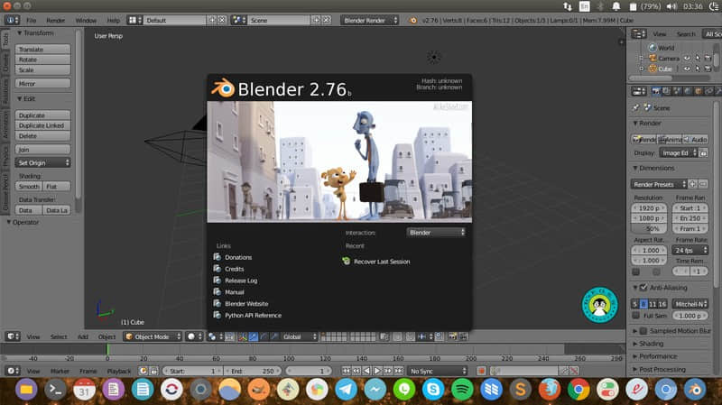 Blender 運行在 Ubuntu 16.04