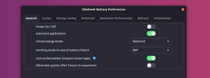 Slimbook Battery 通用設置