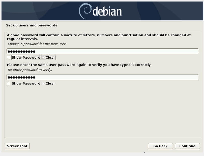 設置用戶密碼-Debian10