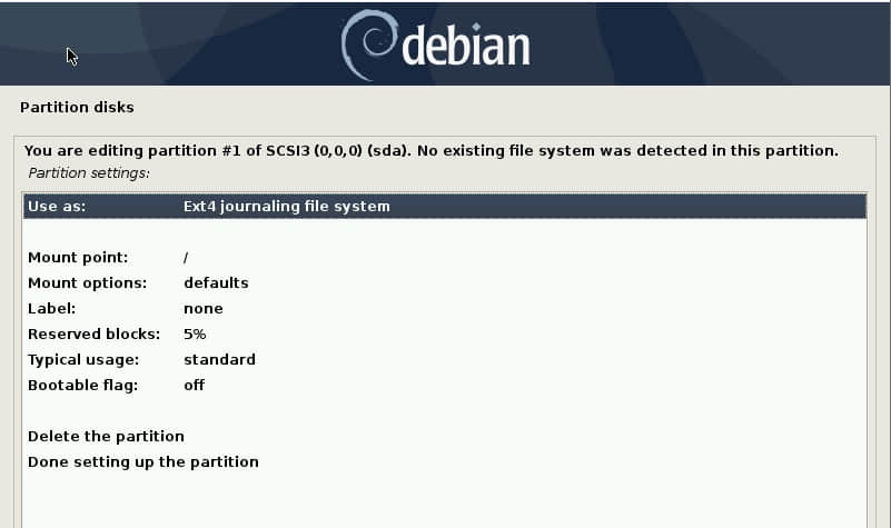 選擇 Ext4 日誌文件系統-debain10