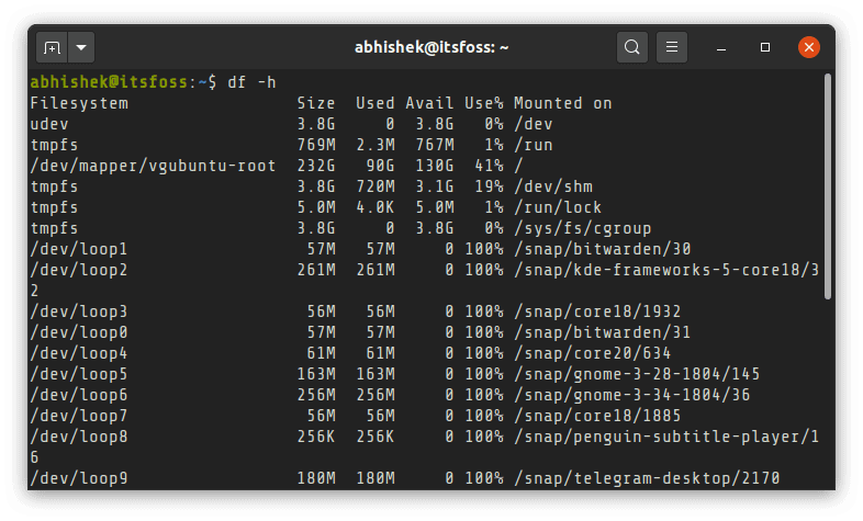 在 Linux 中使用 df 命令檢查可用磁碟空間