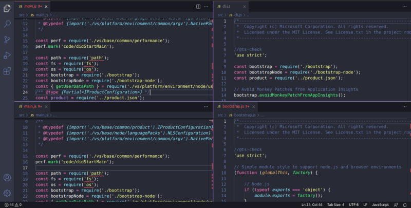 分割 VS Code 編輯區