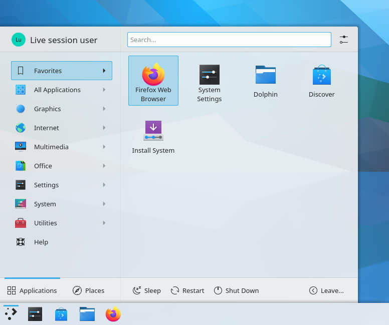 KDE Plasma 5.22 亮色模式下的啟動器