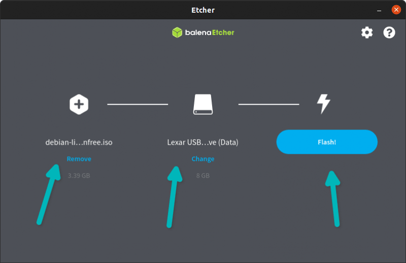 用 Etcher 創建 Debian 的臨場 USB 盤