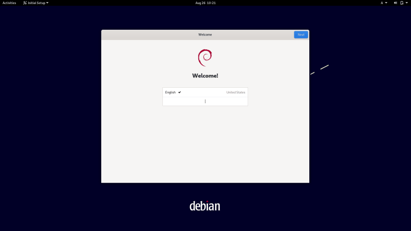 Debian 臨場歡迎界面