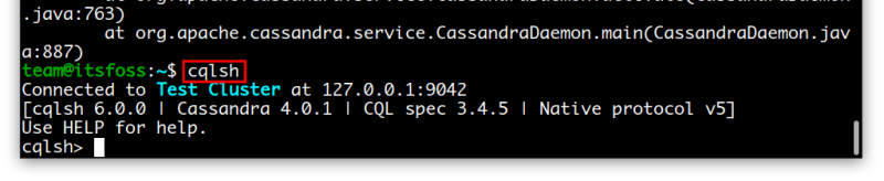 Entering cqlsh