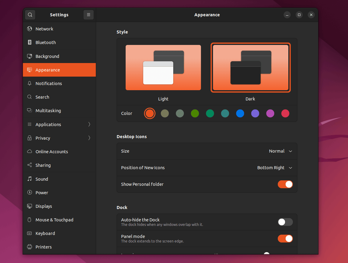 Ubuntu 22.04 Beta 中的強調色