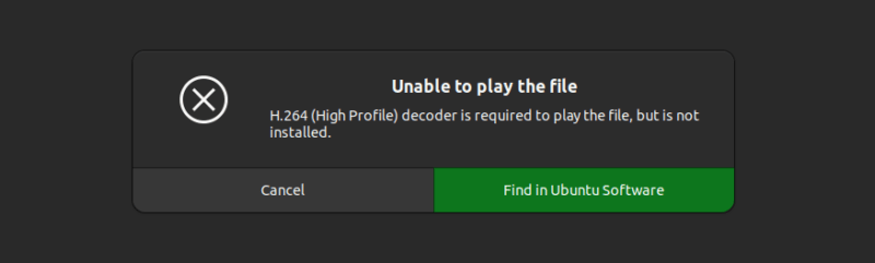 當播放特定媒體文件時，Ubuntu 的默認視頻播放器會顯示錯誤