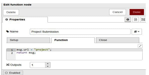 Figure 7: Function node property configurations