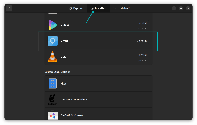 Some installed applications can be found in the 『installed』 tab of the Software Center