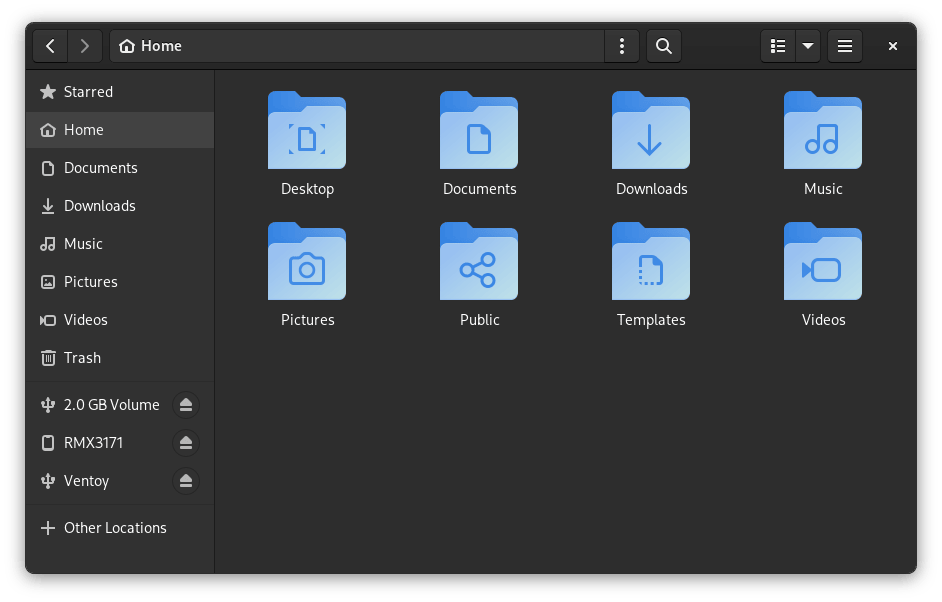 Nautilus showing connected USB devices