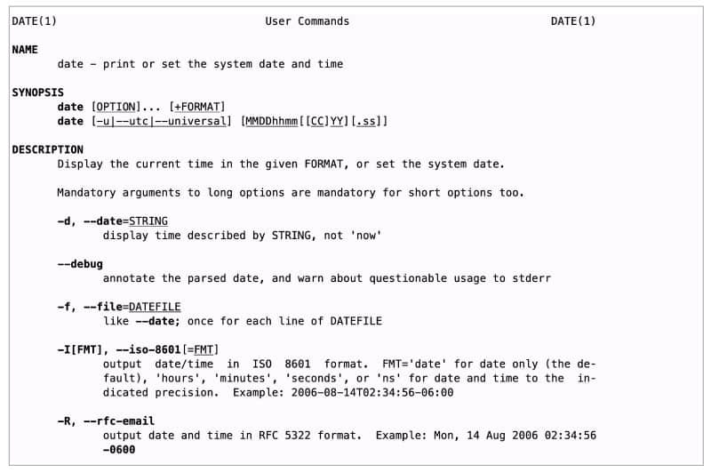 Figure 1: Manual of date command