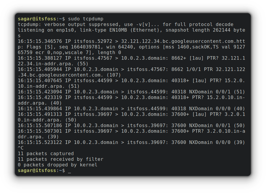 sudo tcpdump