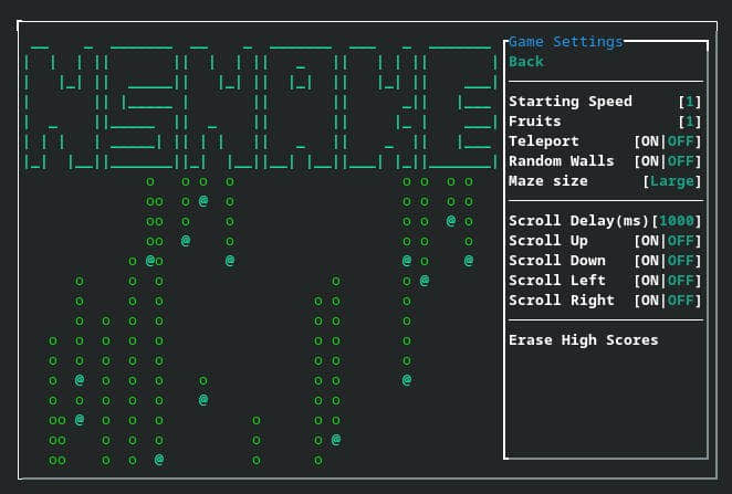 nsnake Linux 終端貪吃蛇設置