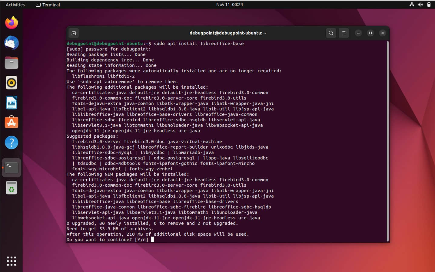 在 Ubuntu 中安裝 Libreoffice Base