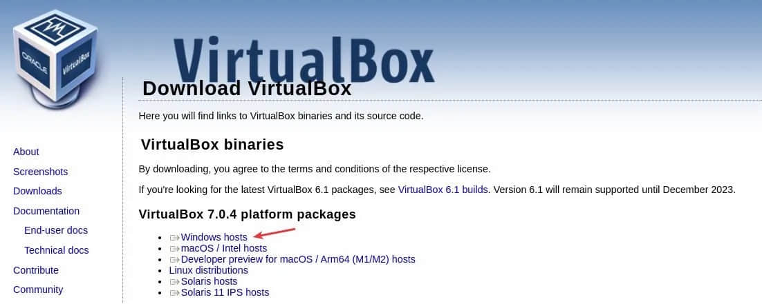 VirtualBox for Windows 的下載位置