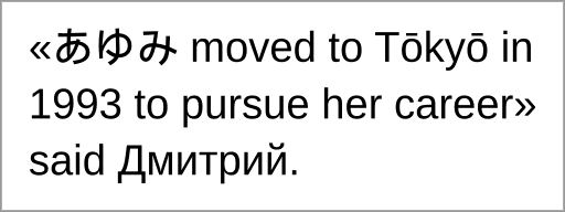 «Ayumi moved to Tokyo in 1993 to pursue her career» said Dmitrii