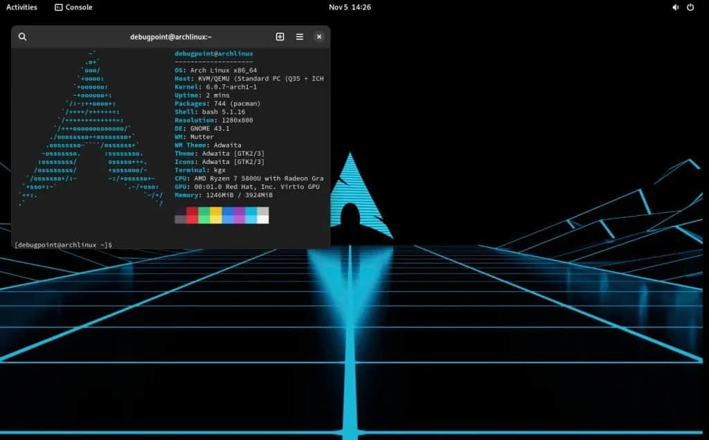 Arch Linux 运行 GNOME 43 桌面