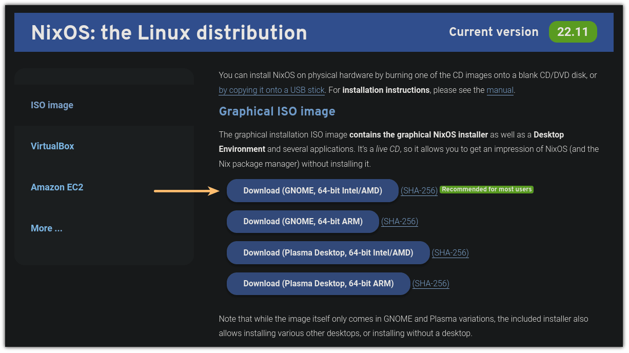 下載 NixOS ISO 文件