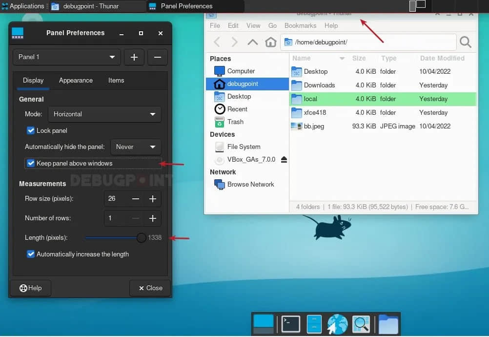 Xfce 4.18 中的面板偏好