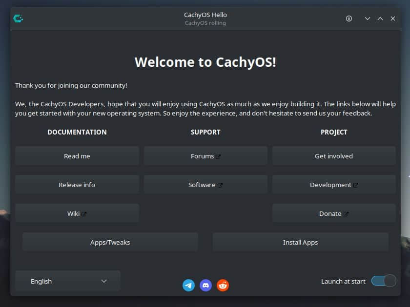 cachyos welcome screen