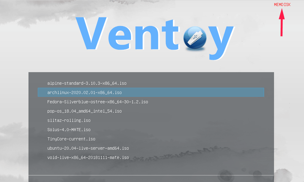 啟用 Ventoy 的內存檔模式