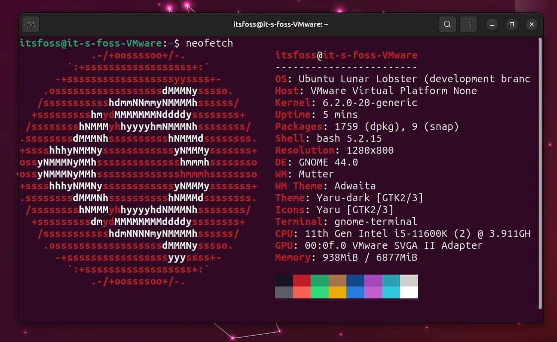 Ubuntu 23.04 Neofetch 屏幕截圖