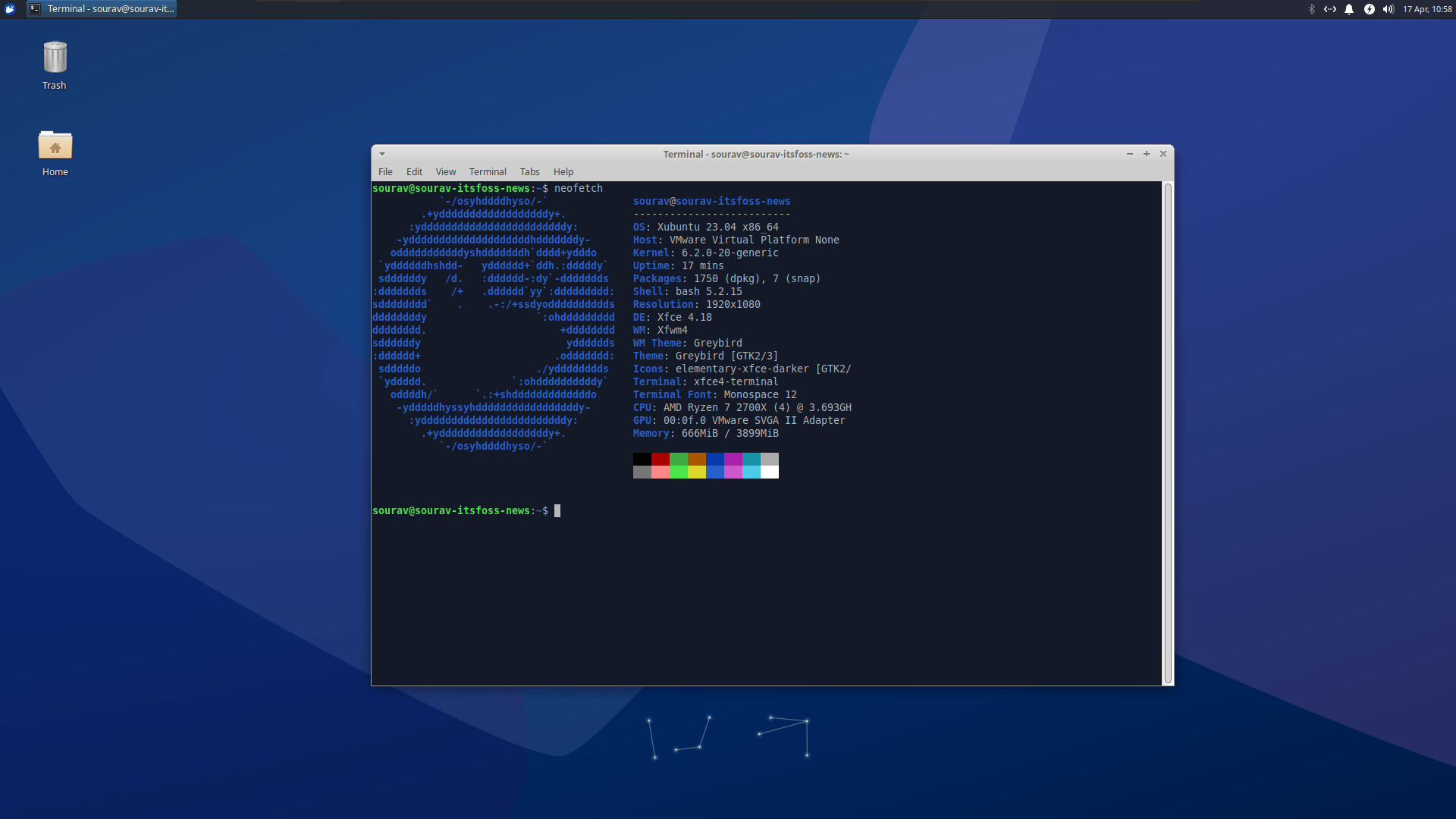 Xubuntu 23.04 的 neofetch 輸出截圖