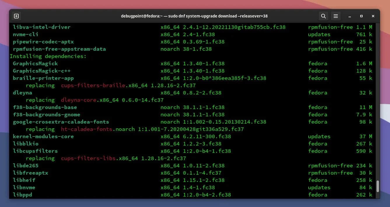 Fedora 38 升級流程 1